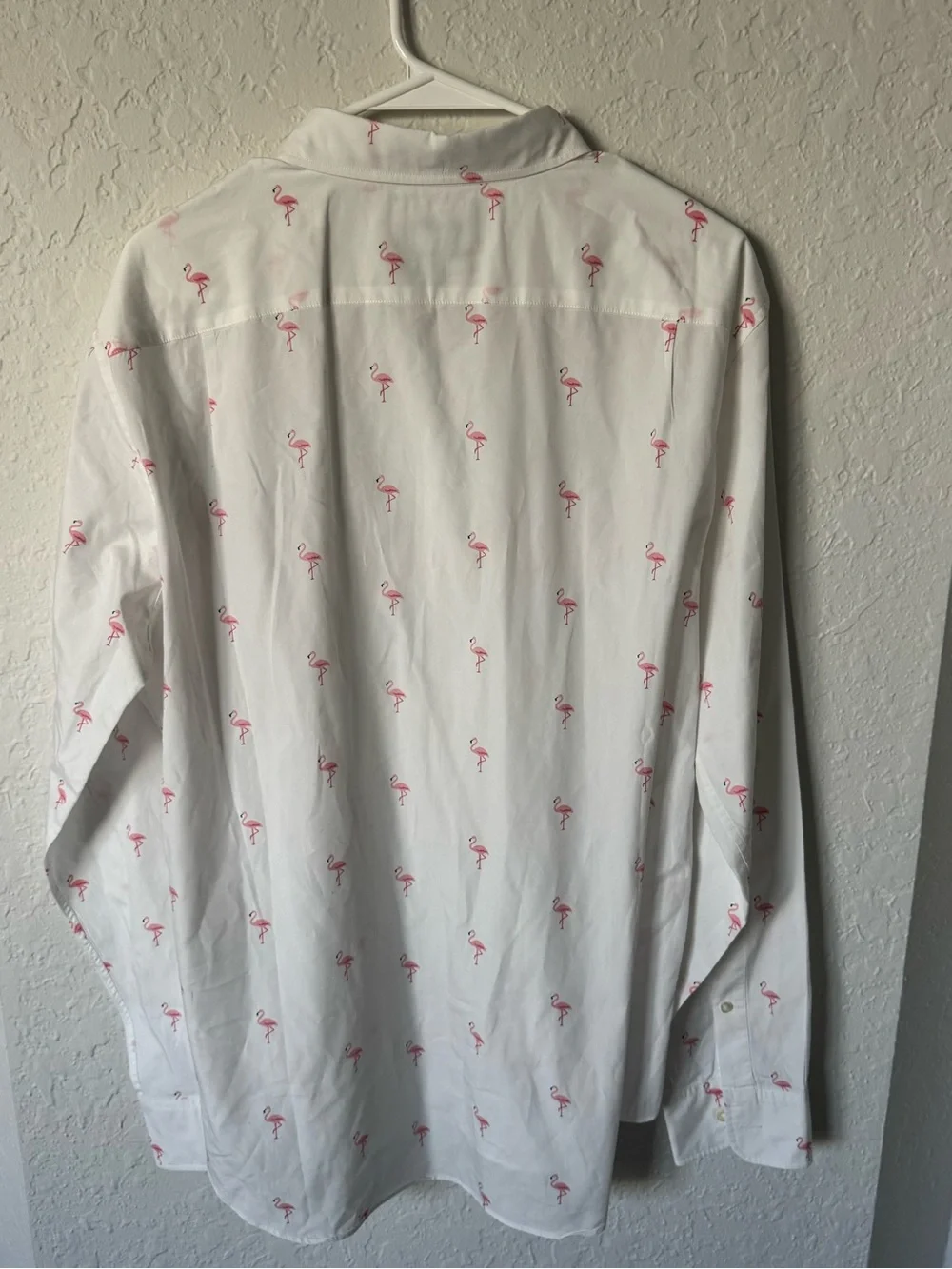 Bonobos White Button-Down Shirt with Pink Flamingo Print